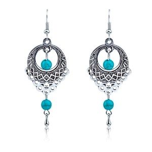 Tibetan dream catcher silver and turquoise earring